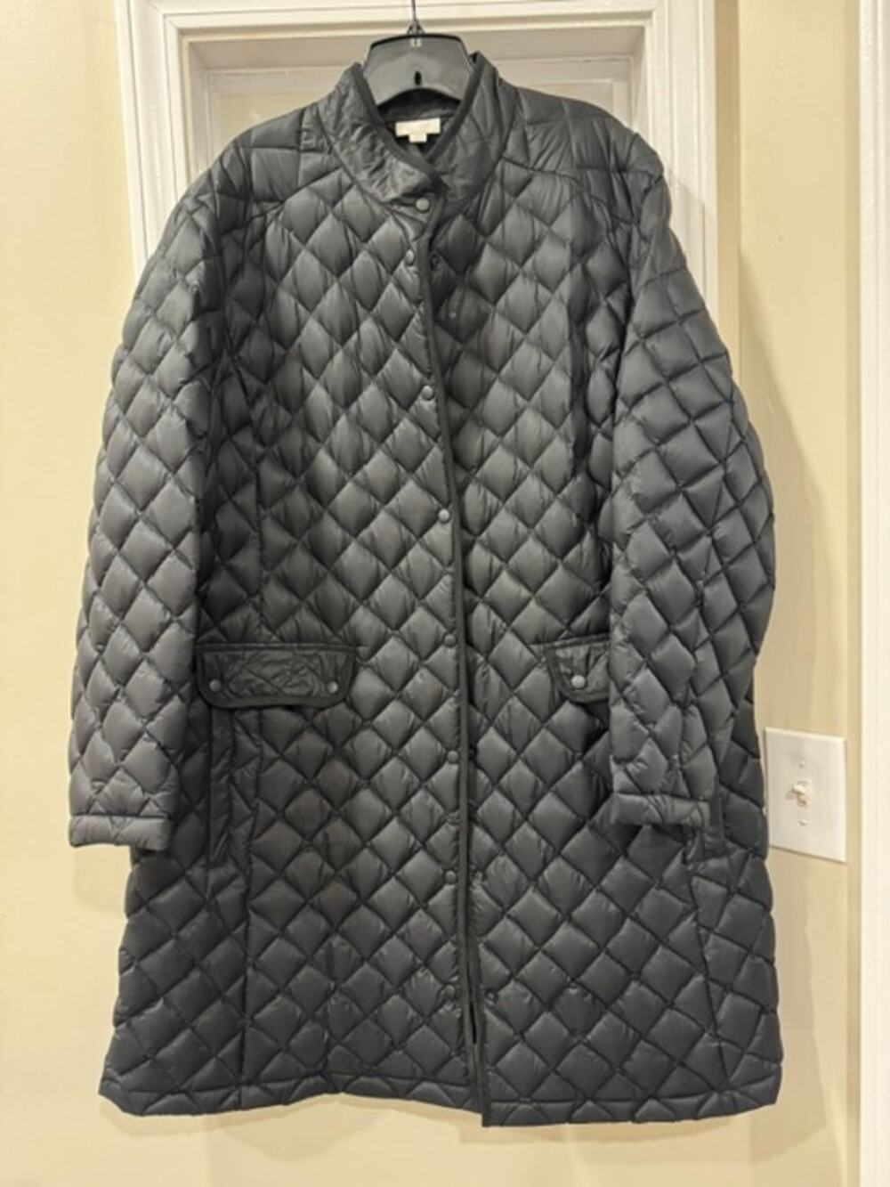 J. Jill Black Down Diamond Quilted Jacket
